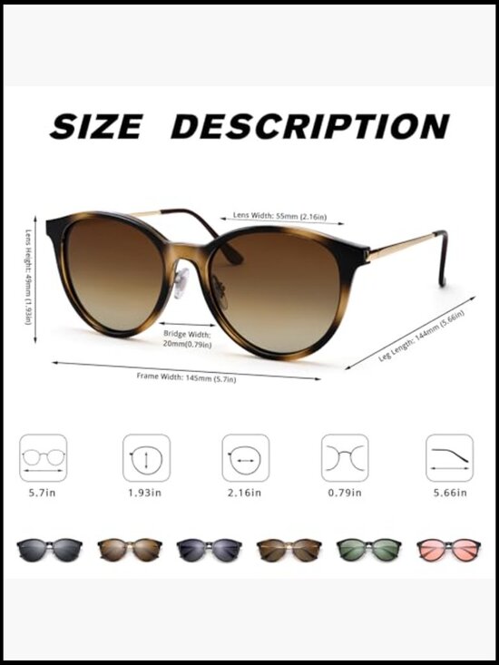 Polarized Sunglasses UV400 Protection Vintage Round Classic Retro Style